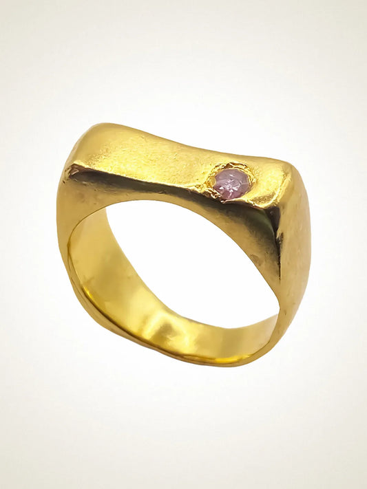 Handcrafted Grace Bow Gem Ring in 18ct Gold Vermeil, artisan jewelry, elegant design
