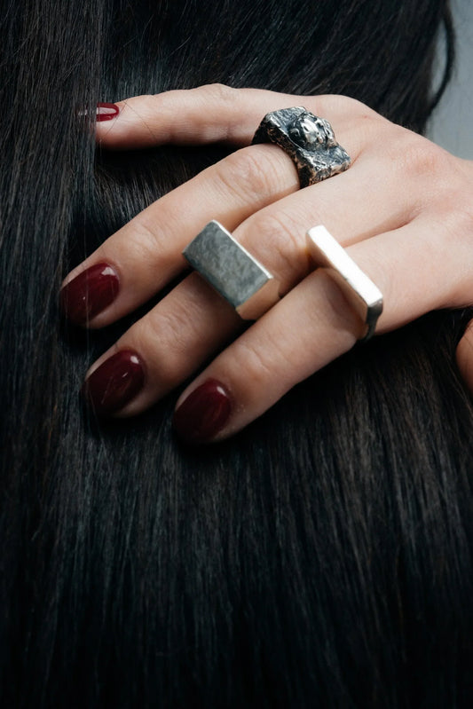 Flat Ring handmade luxury ring, Sterling silver finish, sophisticated style, close-up