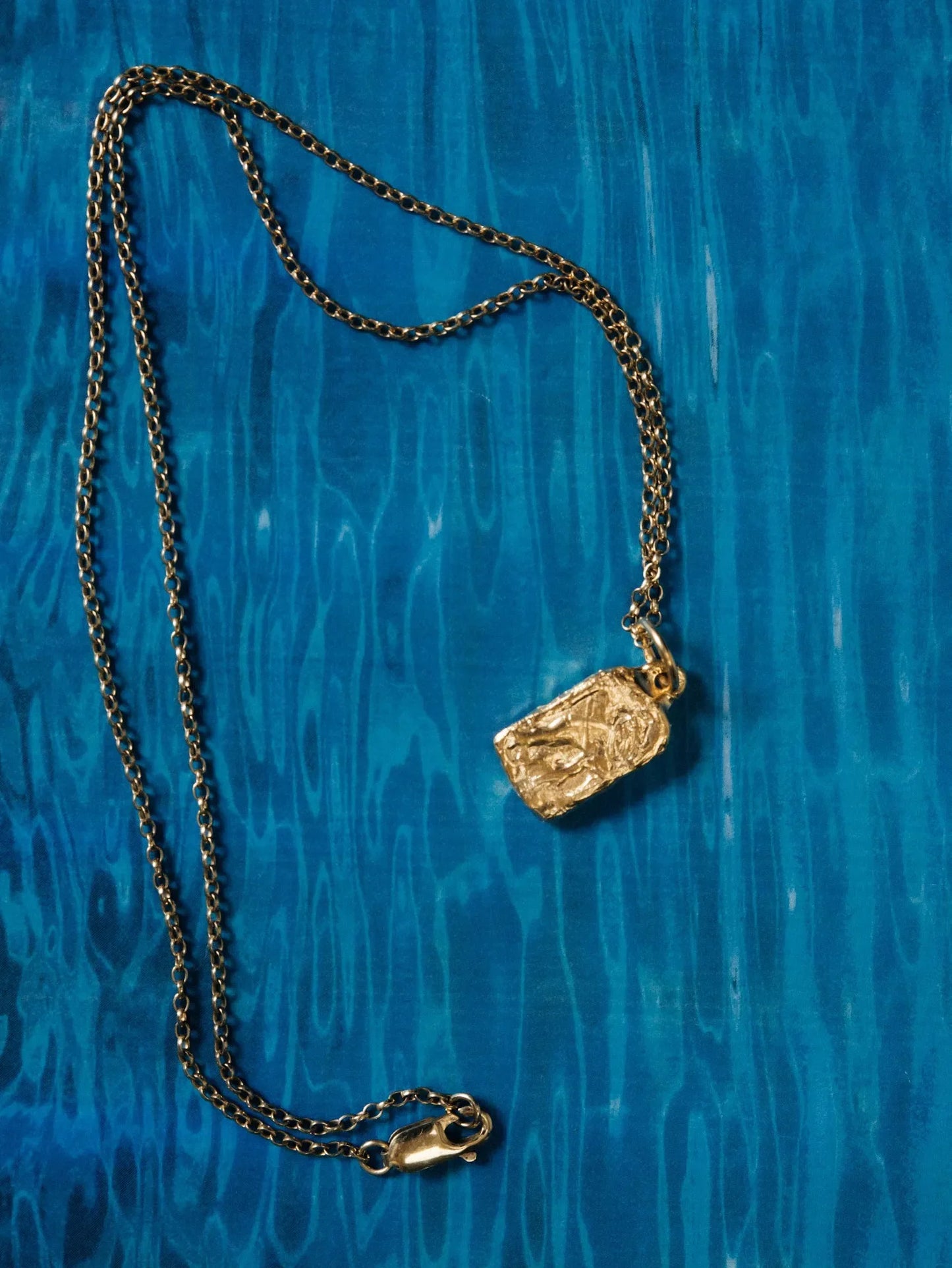 Rectangular Sculpted Necklace designer necklace in premium metal, premium quality, side view