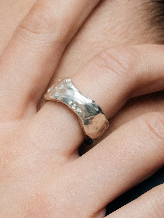 Tessy's Ring handmade luxury ring, 18ct Gold Vermeil finish, sophisticated style, close-up