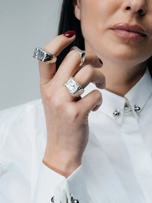 Grace Bow Ring handmade luxury ring, Sterling silver finish, sophisticated style, close-up