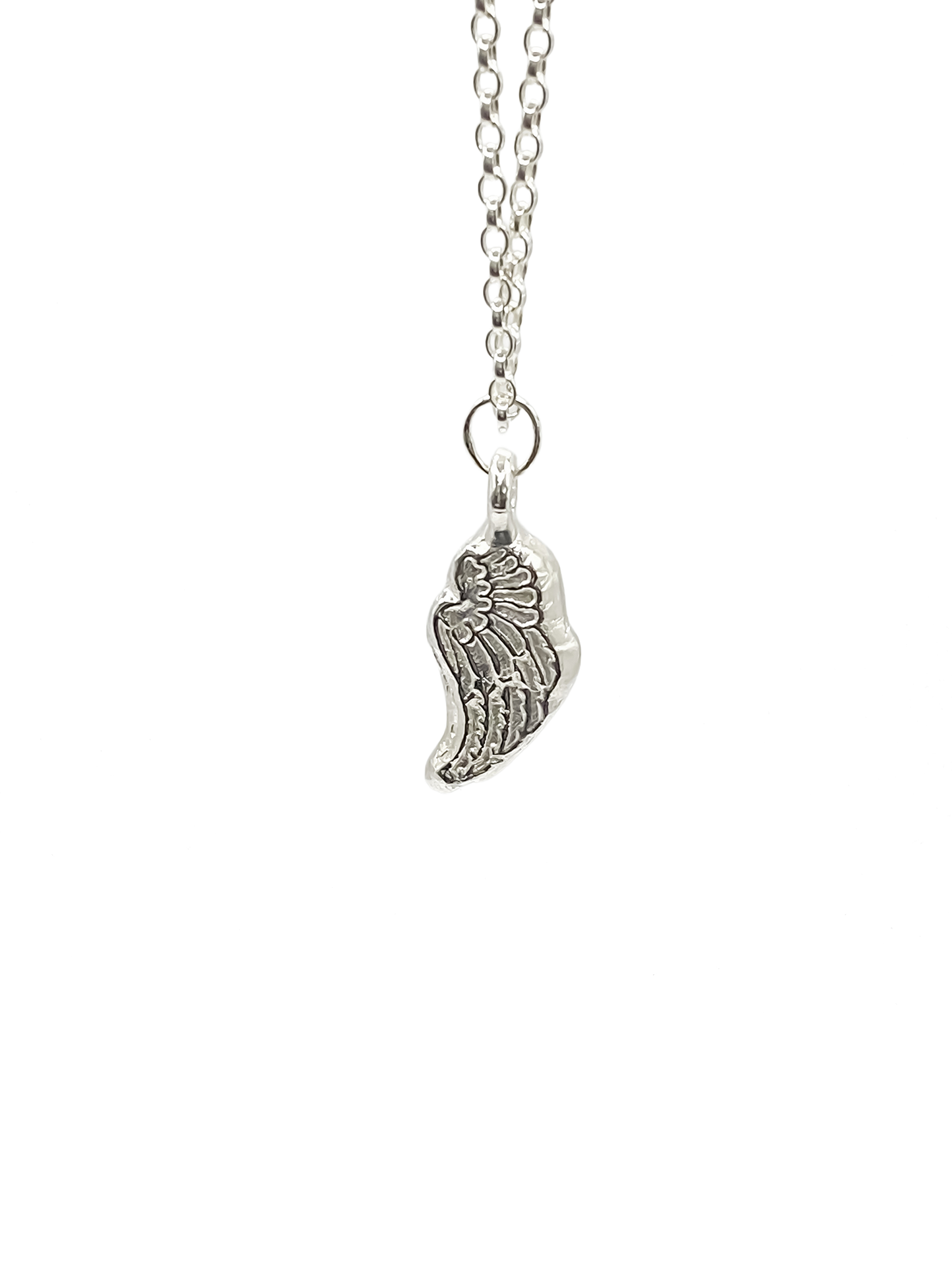 Angel Wing Pendant on white background, guardian 11:11 gold or silver free shipping
