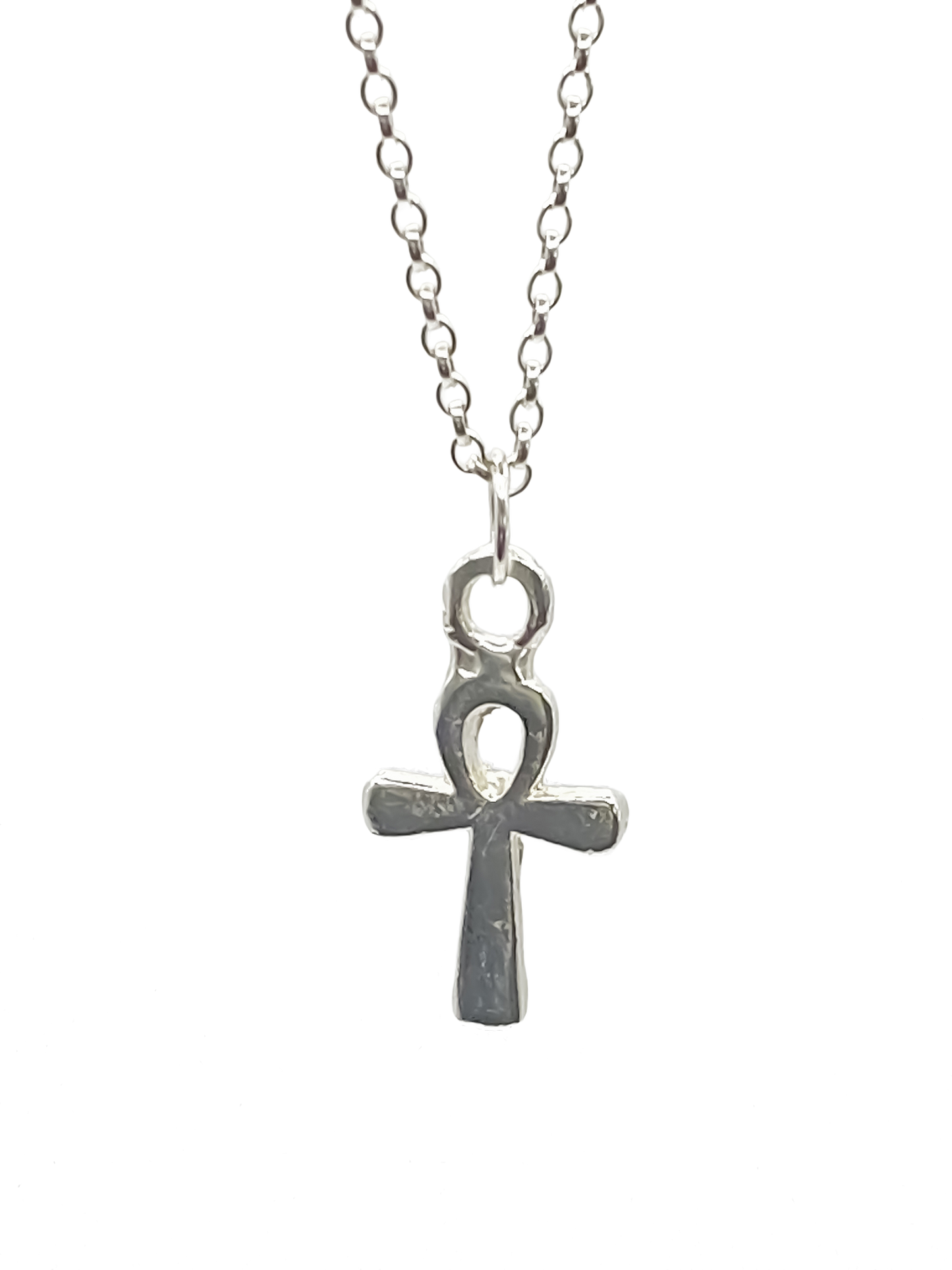 Ankh Pendant layered silver chains. Egyptian African