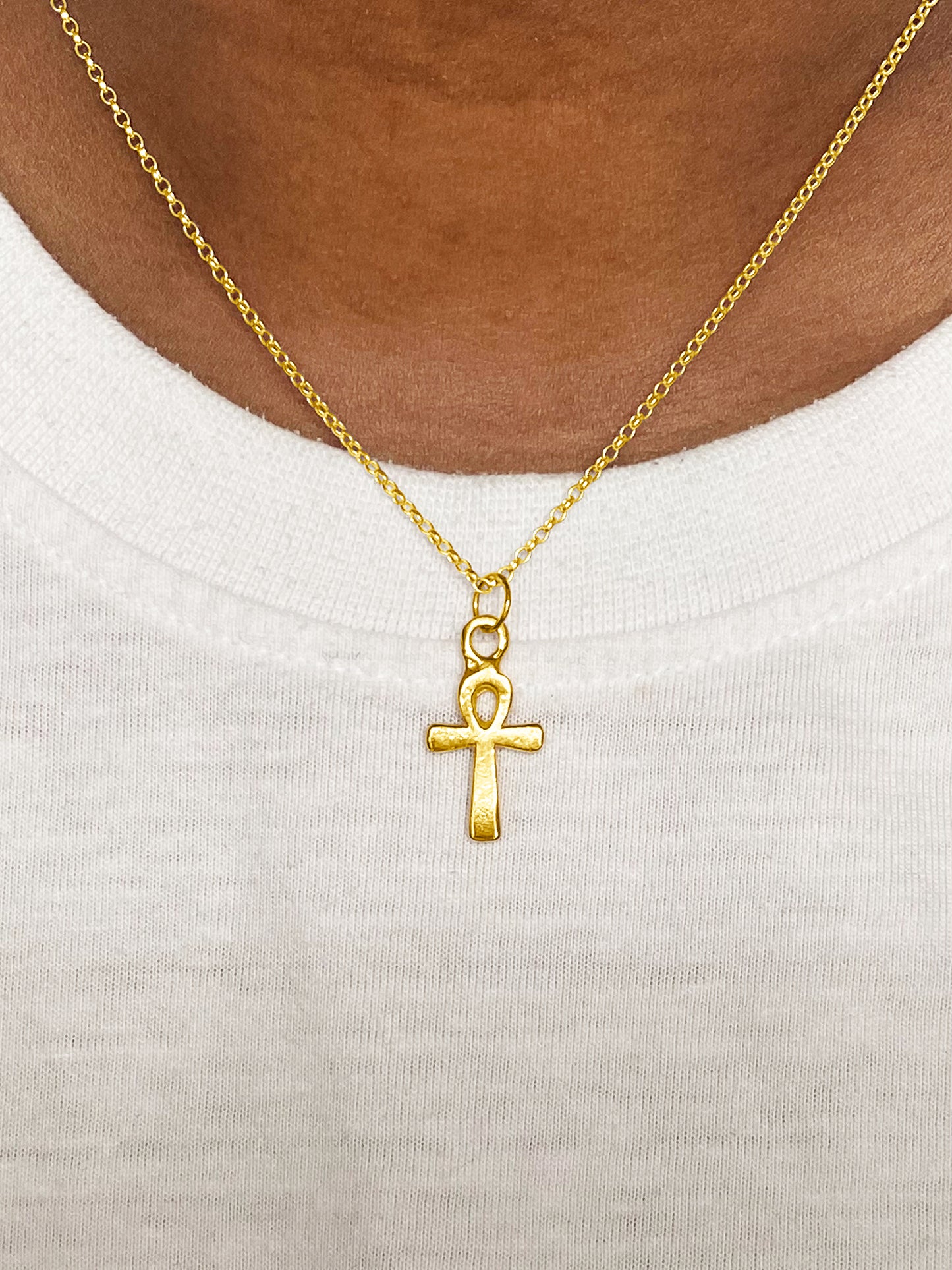 MOCA Jewellery Ankh pendant layered with simplicity handcrafted gold symbol of eternity