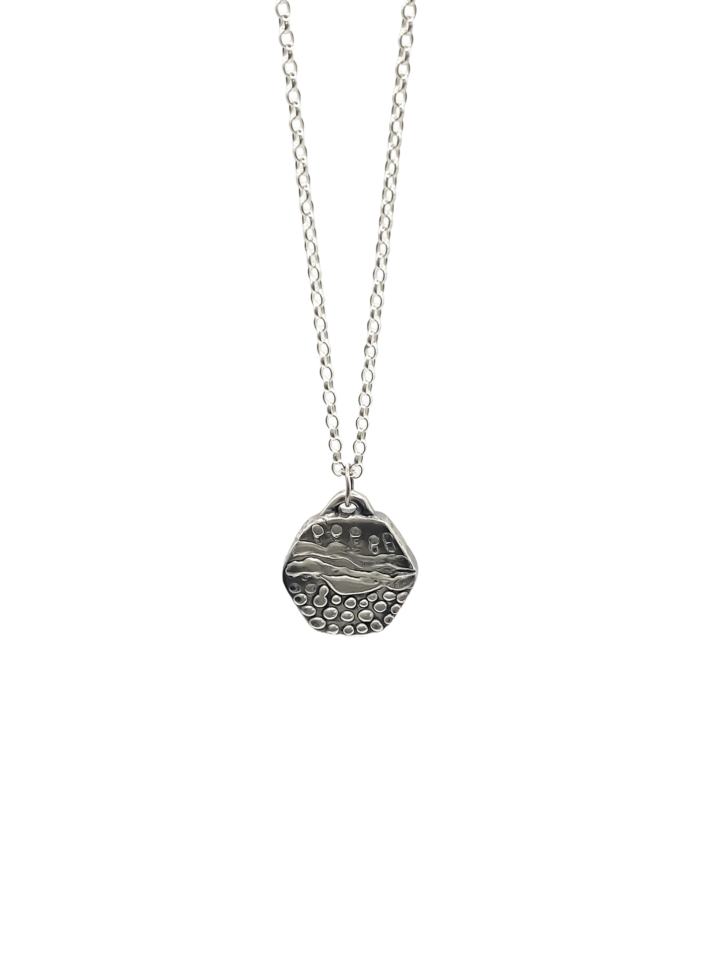 Another Dotty Pendant with oxidised organic texture in gold or silver, free shipping