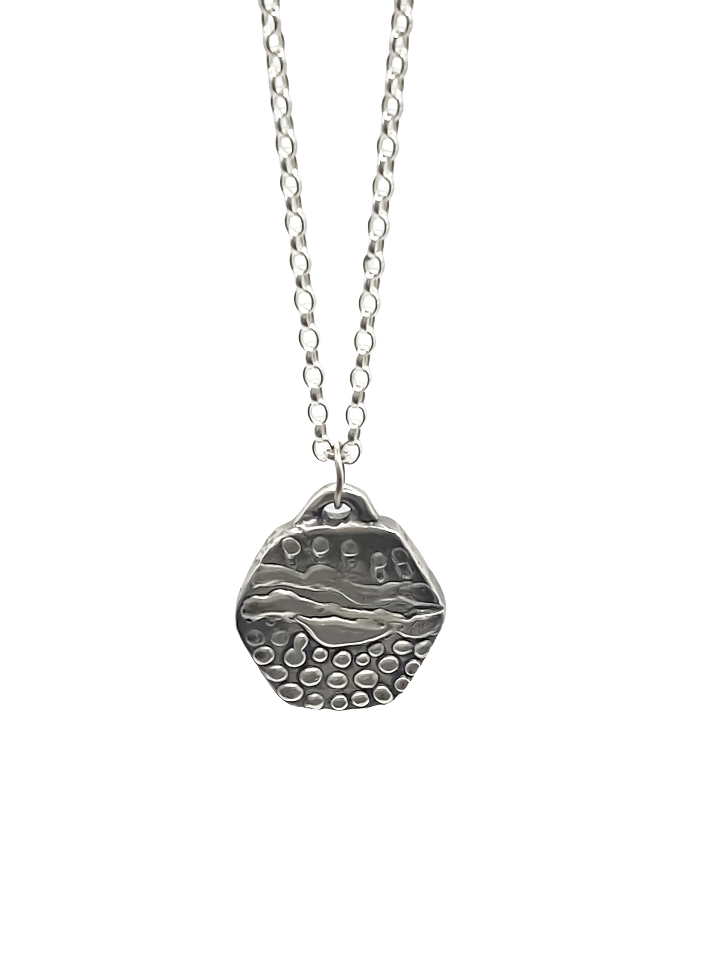Another Dotty Pendant in gold or silver with organic oxidised texture, free shipping
