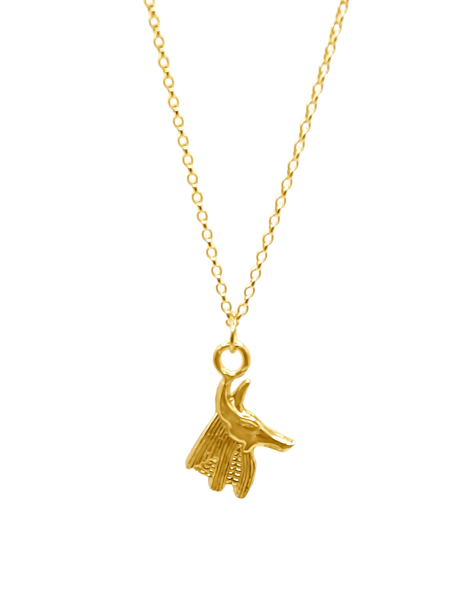 Golden Anubis Pendant styled with simplicity Artisan crafted, Egyptian inspired MOCA Jewellery