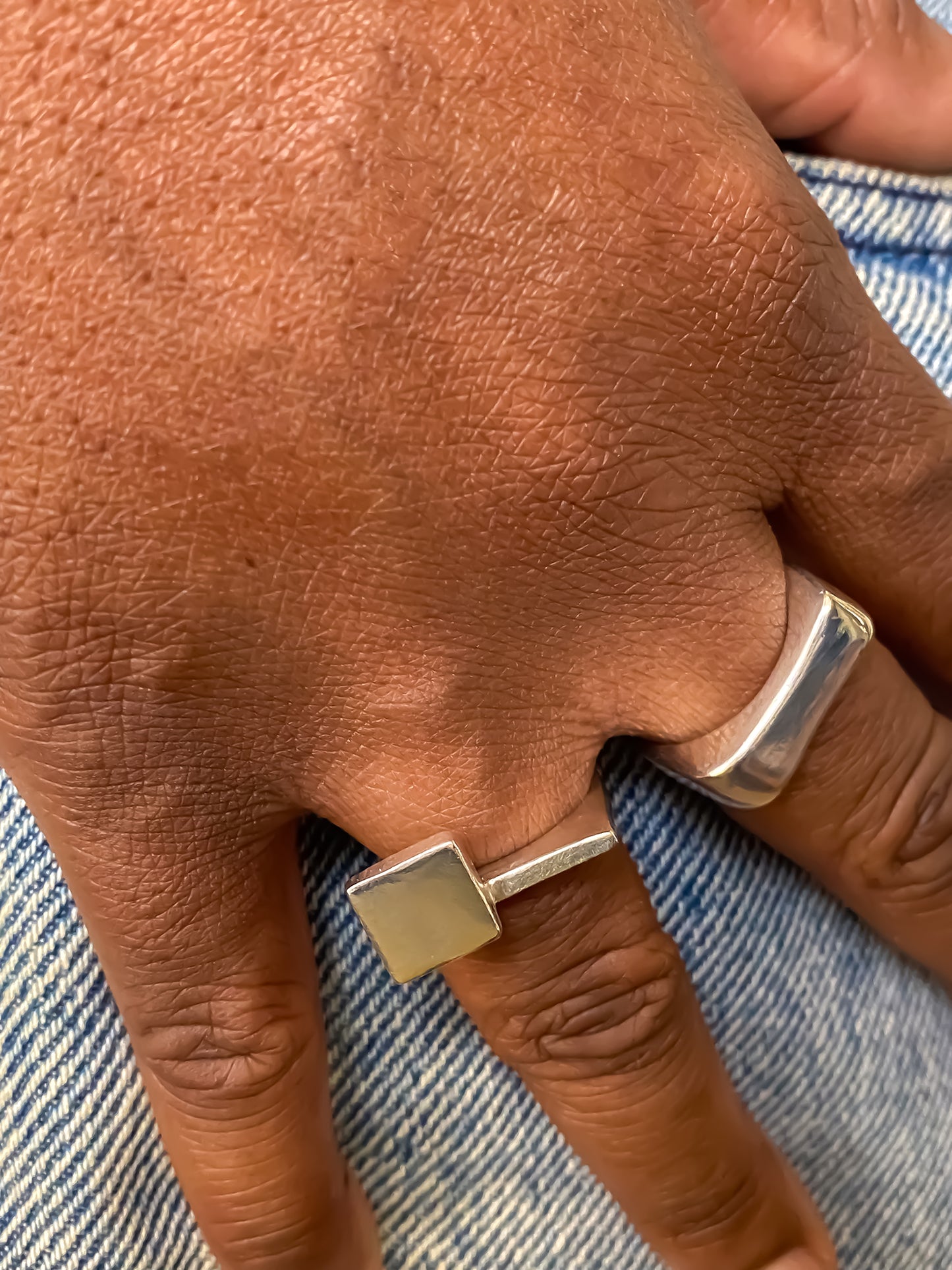 Moca Jewellery Asymmetric Grace Bow Ring unique gold and silver rings free shipping featured on a hand