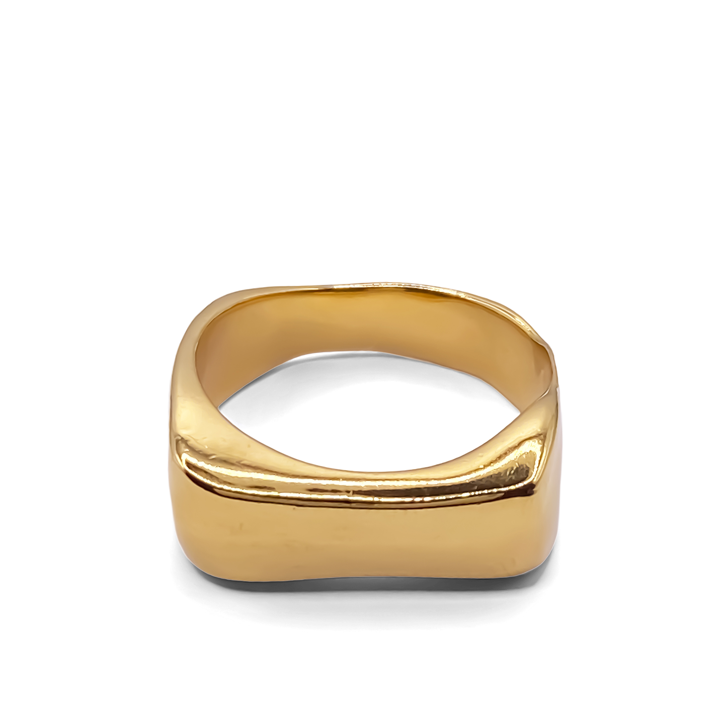 Simple and sculptural asymmetric bow ring in gold from MOCA Jewellery