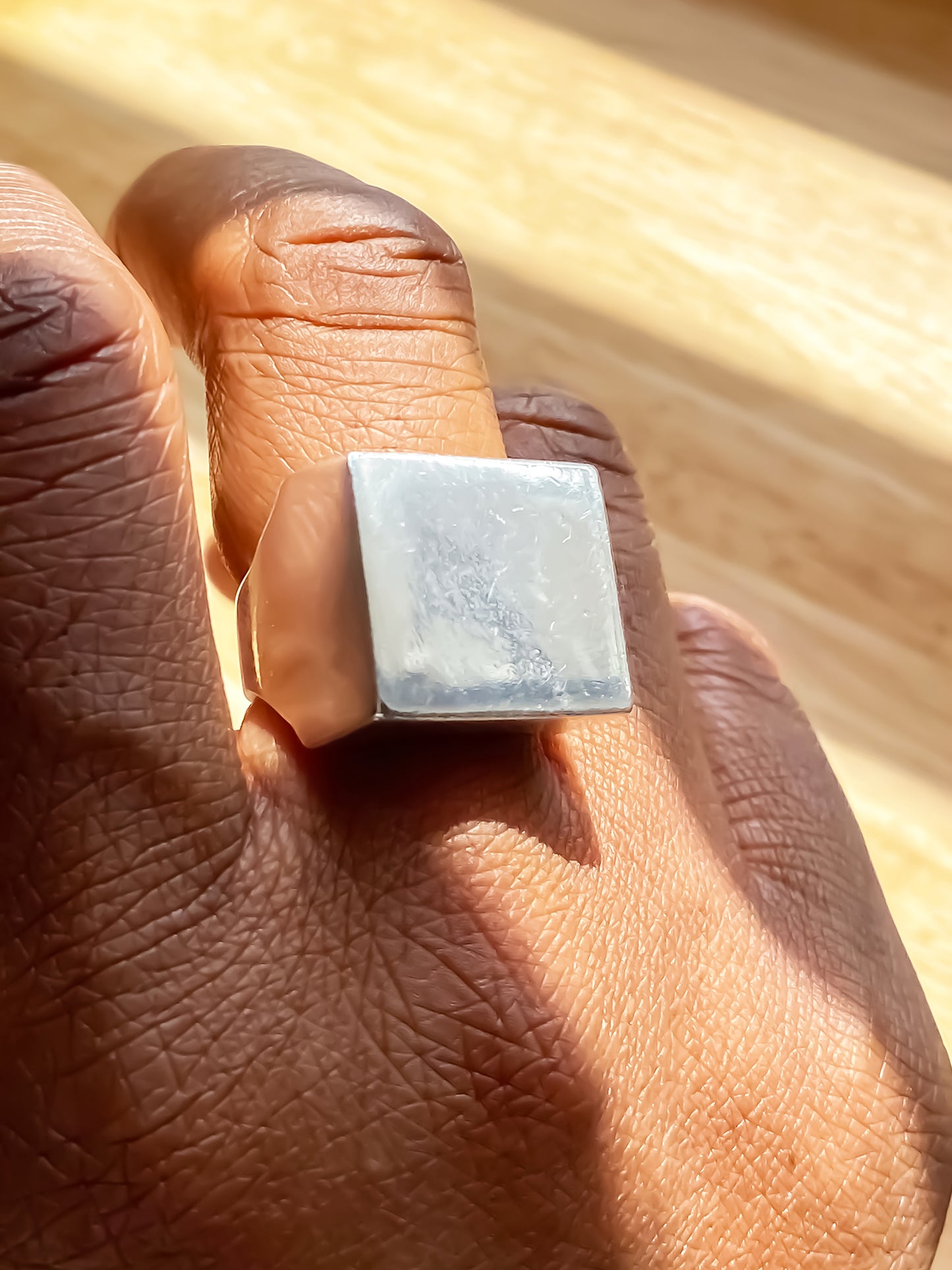 Big Square Signet Ring bold design with smooth lines, available in gold or silver, free shipping