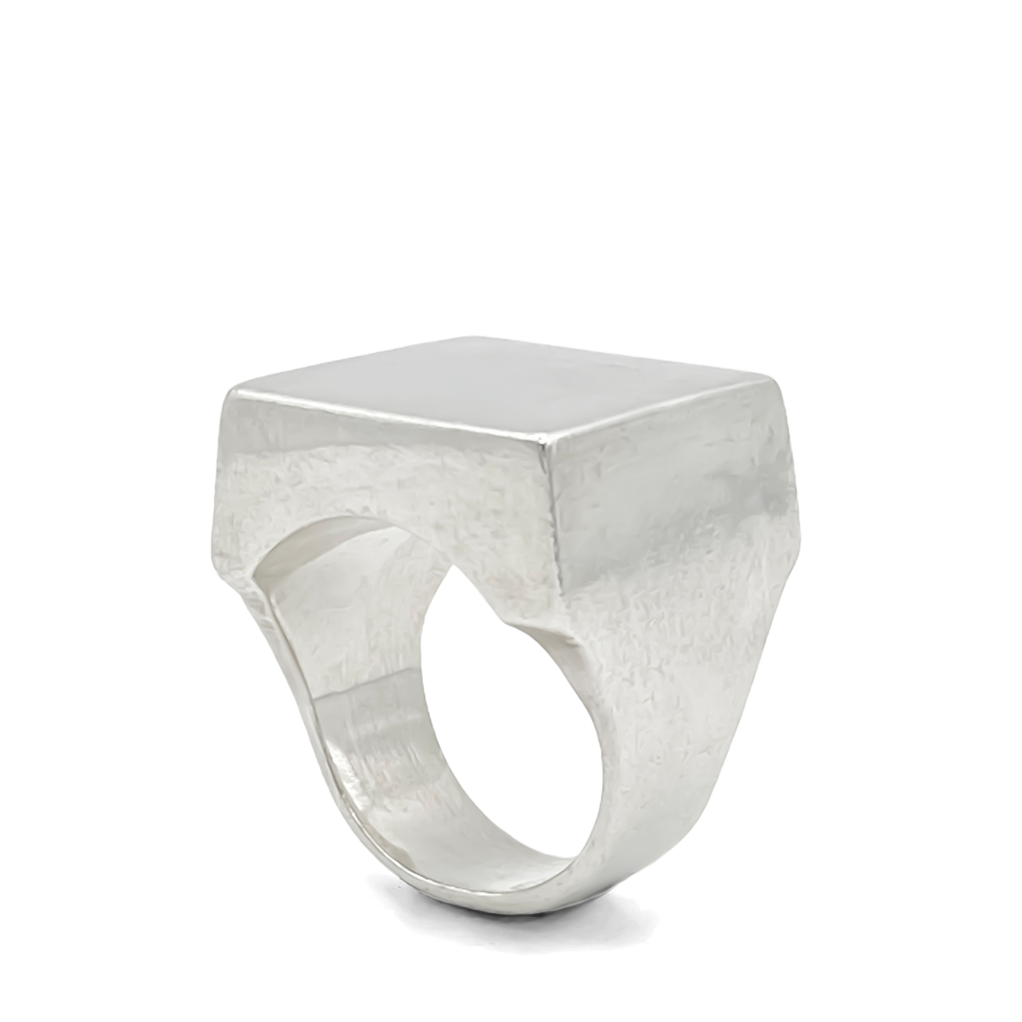 Chunky silver Big Square Signet Ring with smooth lines, free shipping