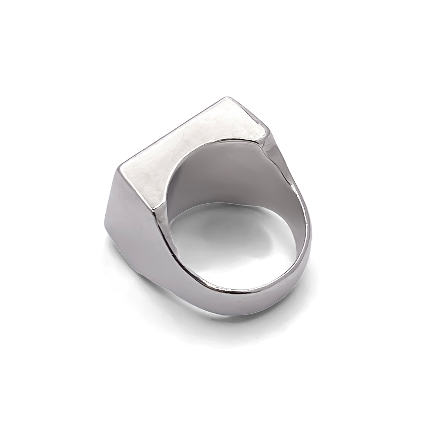 Modern Big Square Signet Ring, bold silver design with smooth lines, free shipping