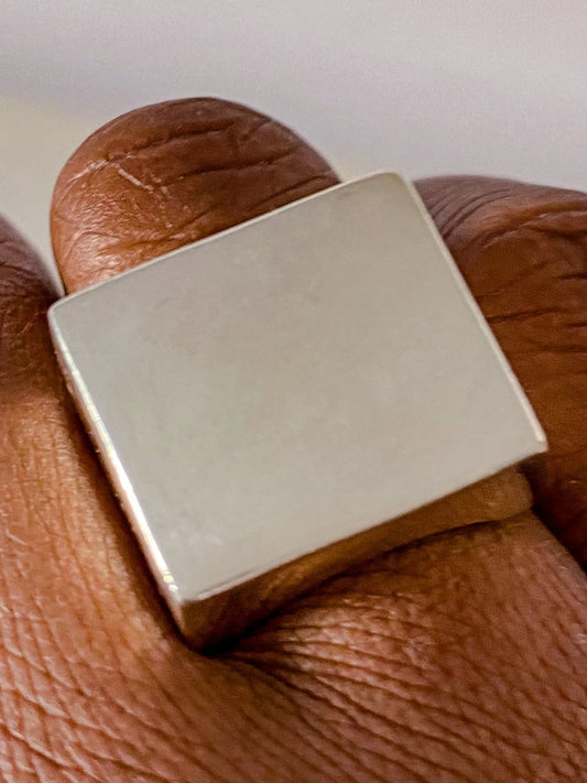 Square Signet Ring handmade luxury ring, 18ct Gold Vermeil finish, smooth polished surface, close-up