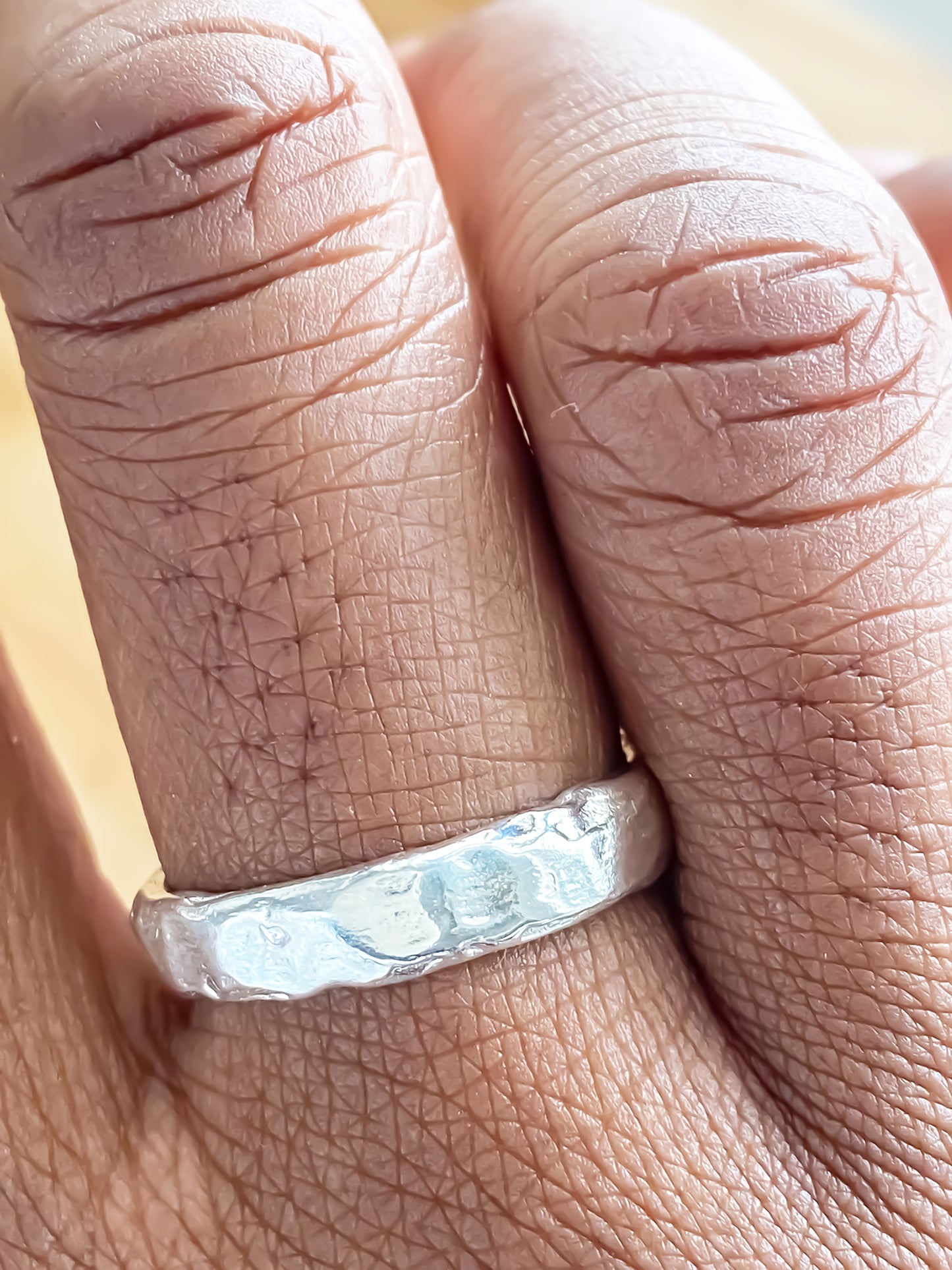 Darling textured band ring slim delicate minimal gold or silver free shipping showcased on a finger