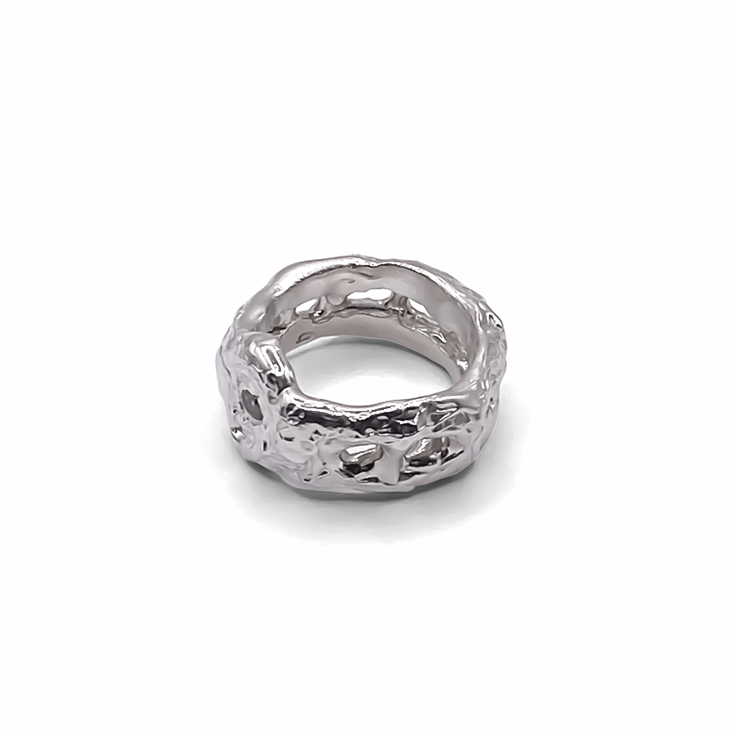 Flat angle image of Eclipse Cutout Ring highlighting band texture - textured band white and black gemstones gold or silver free shipping