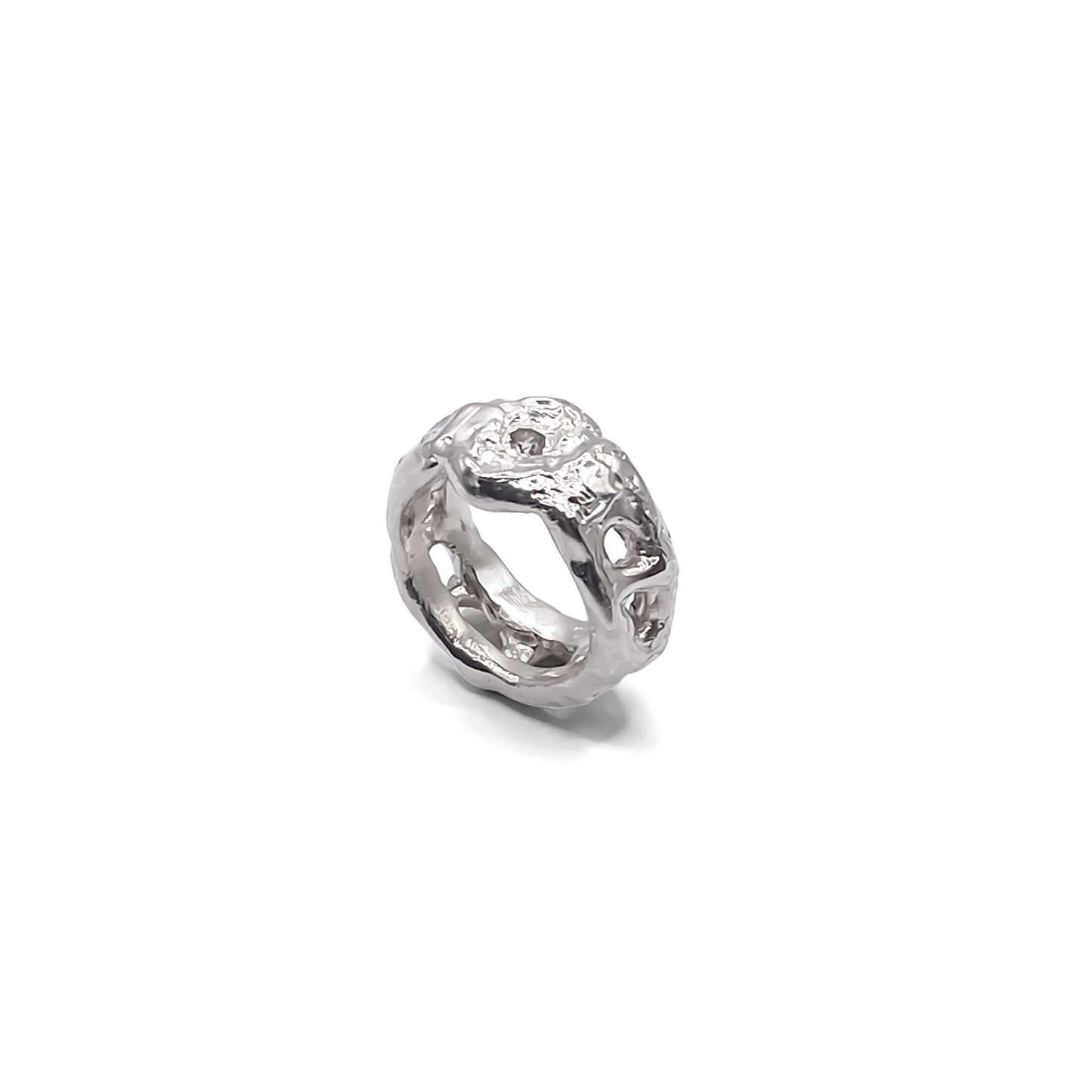 Shiny Eclipse Cutout Ring with visible white and black stones - textured band white and black gemstones gold or silver free shipping