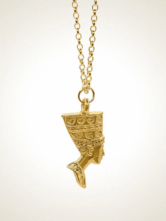 Handcrafted Nefertiti Necklace in Patina, artisan jewelry, elegant design