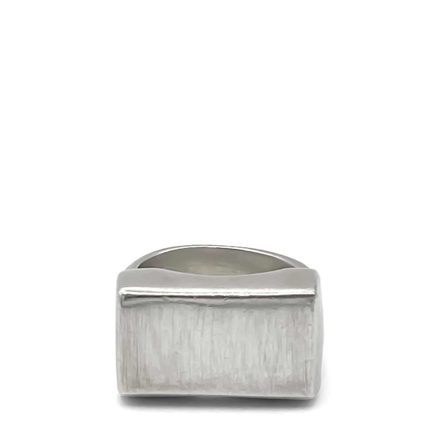 Sleek satin finish block ring Endless Signet Ring in silver or gold