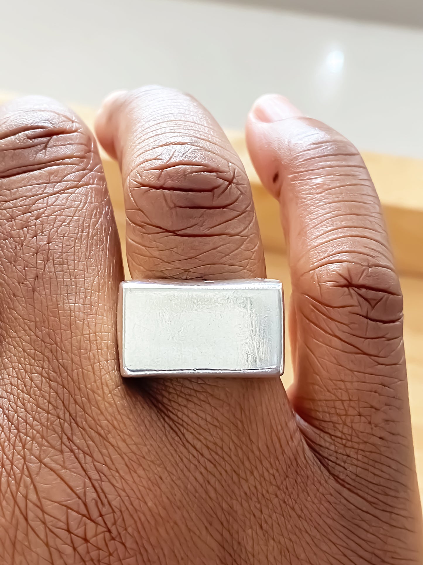 Bold and geometric Endless Signet Ring in silver or gold satin finish