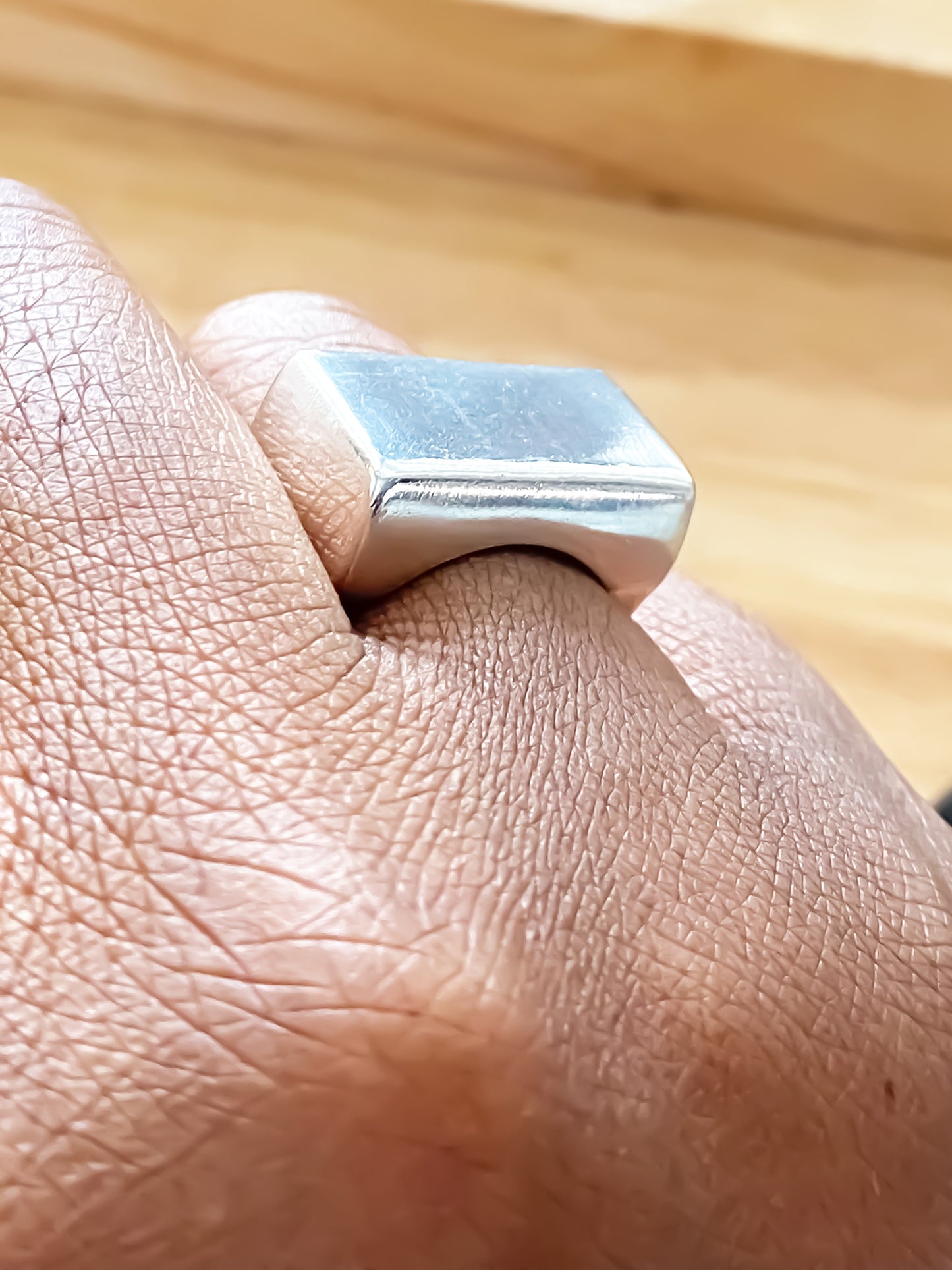 Satin finish Endless Signet Ring, bold block style in gold or silver