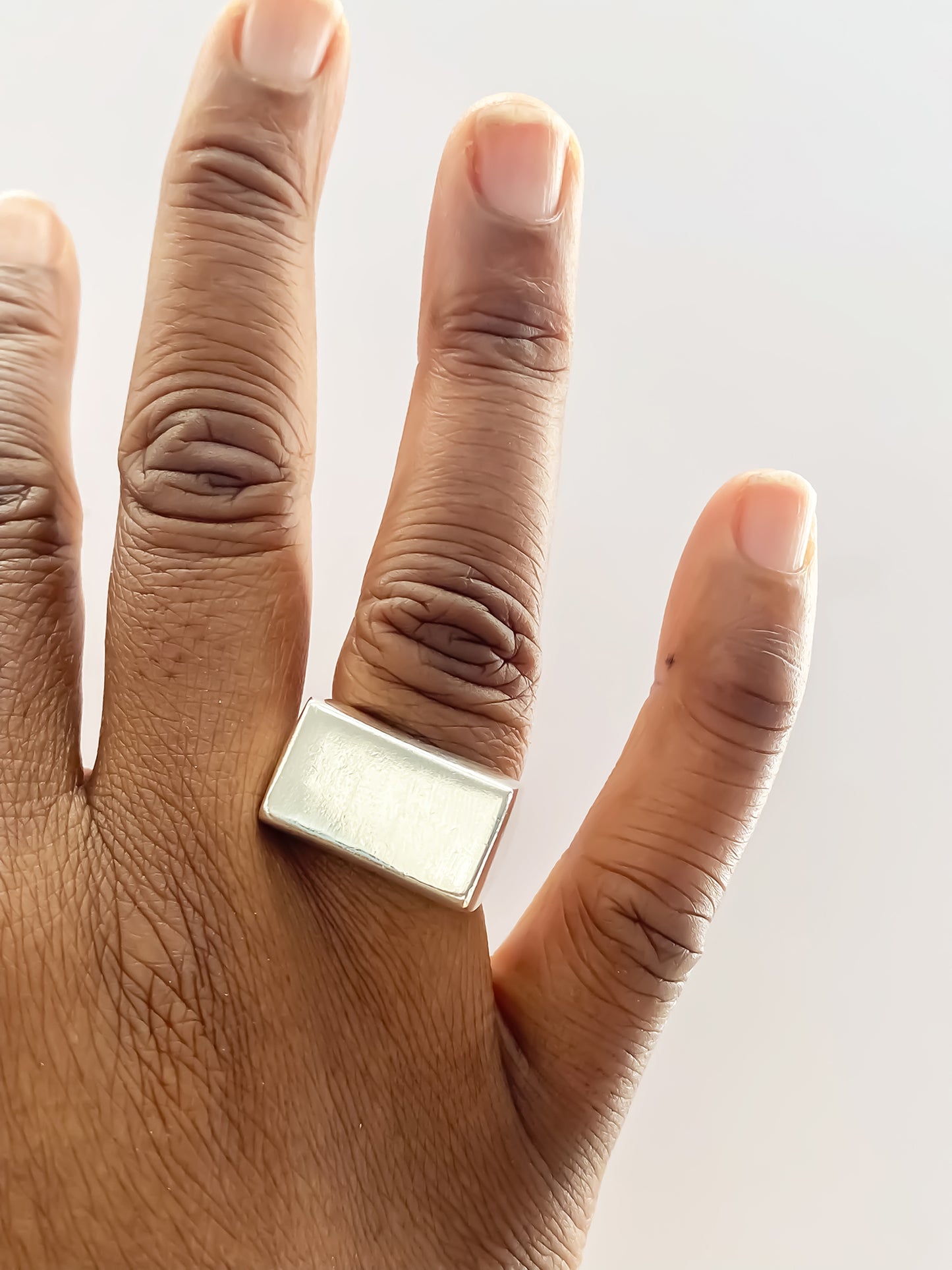 MOCA Jewellery’s elegant Endless Signet Ring, geometric design in gold or silver