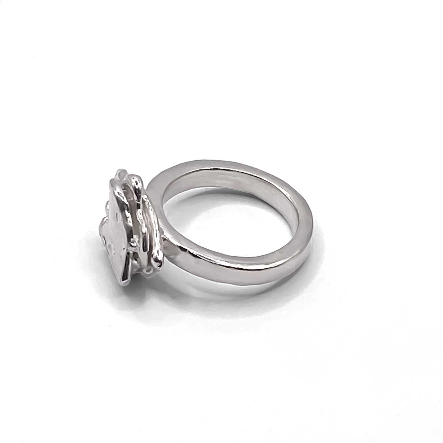 Flower ring with curling metalwork in silver - Flower ring statement handmade, abstract gold or silver, Nature-Inspired, free shipping