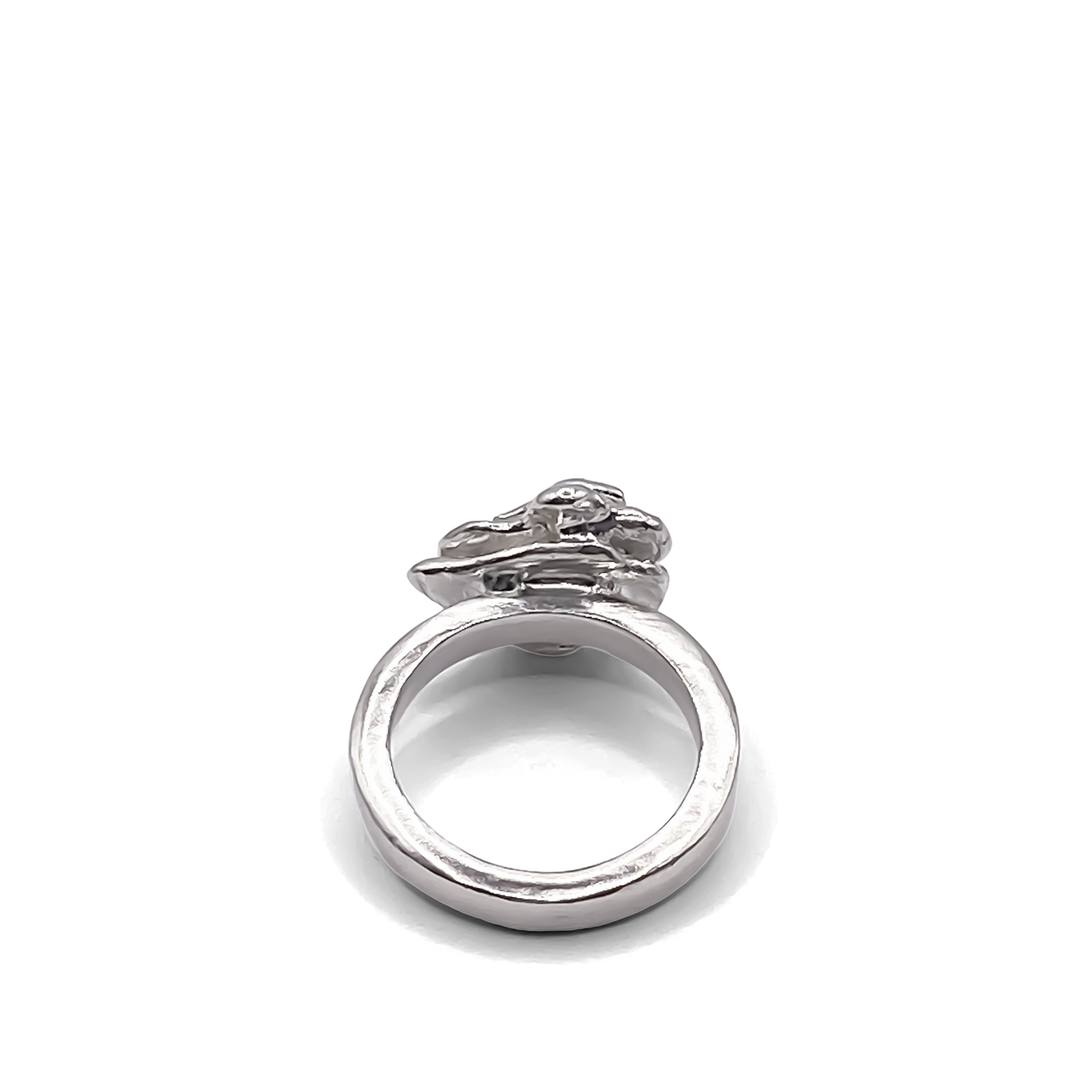 Side profile of Flower ring showing curling detail - Flower ring statement handmade, abstract gold or silver, Nature-Inspired, free shipping
