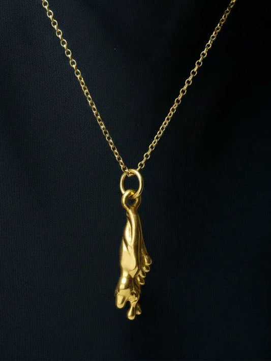 Drop Necklace handmade luxury necklace, 18ct Gold Vermeil finish, sophisticated style, close-up