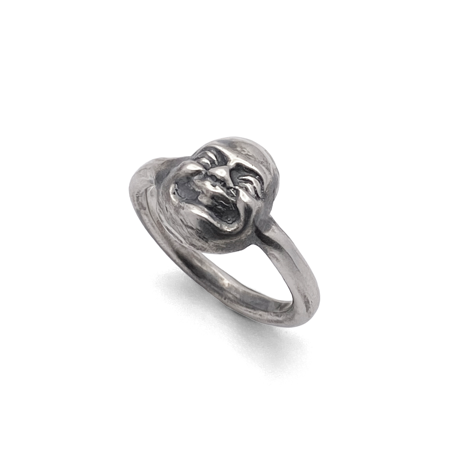 Moca Jewellery Happy Buddha Face Gold Silver Ring with Free Shipping for Spiritual Connections