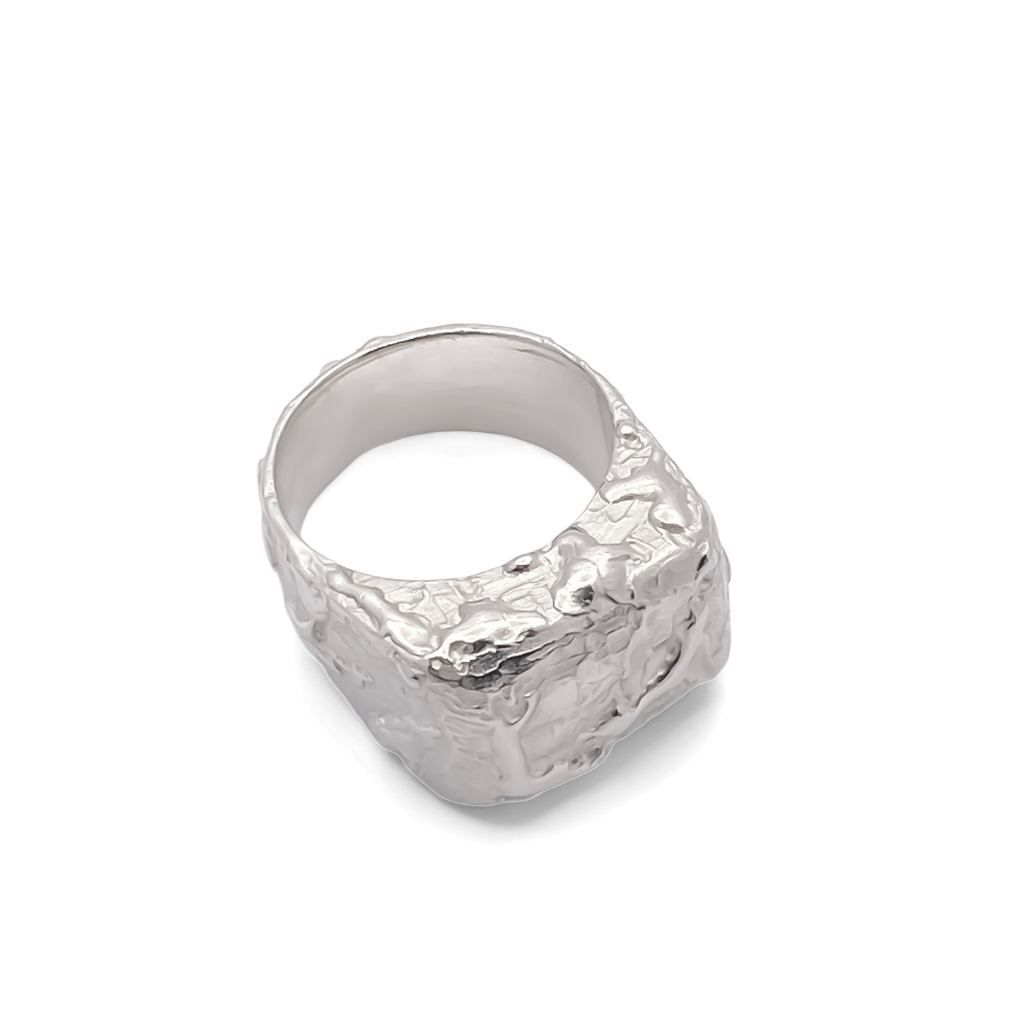 Moca Jewellery Molten Bubble Ring silver with unique texture and free shipping available
