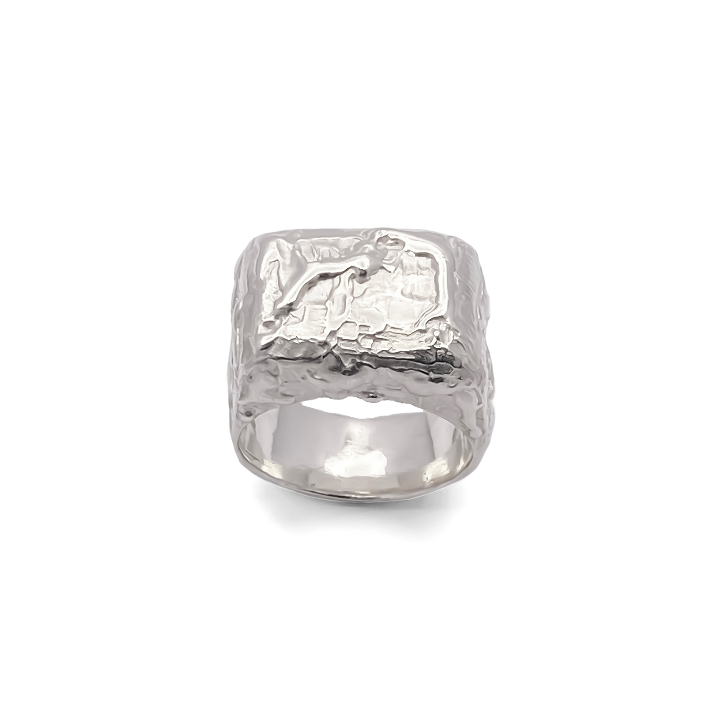 Moca Jewellery Molten Bubble Ring silver with unique texture and free shipping