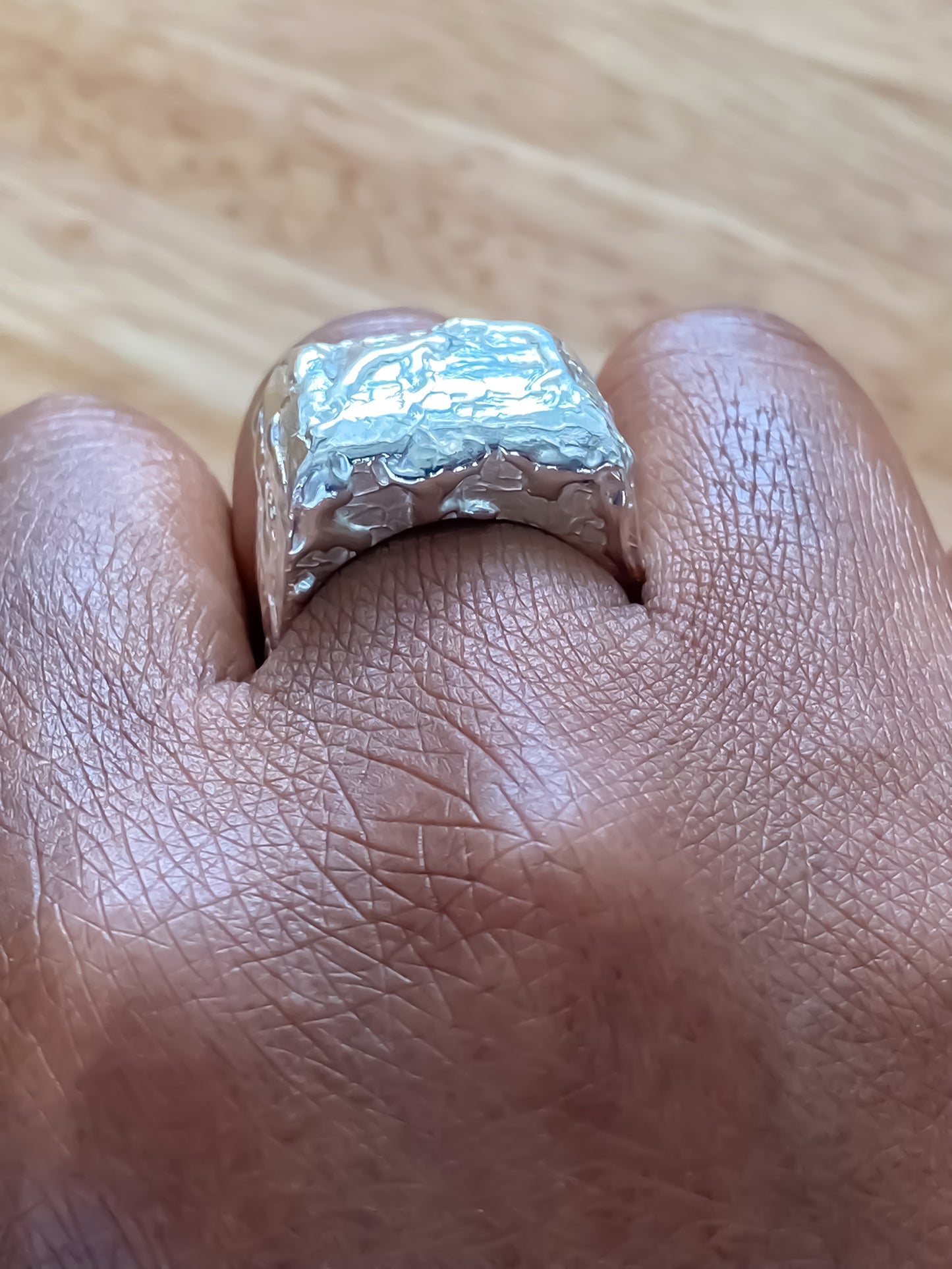 Moca Jewellery Molten Bubble Ring in silver with unique texture and free shipping offer