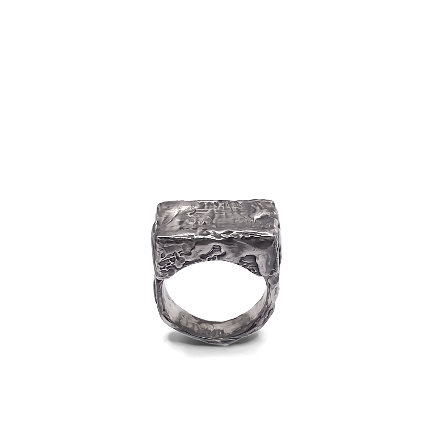 Rippled Signet Ring in oxidised textured silver or gold with free shipping from Moca Jewellery