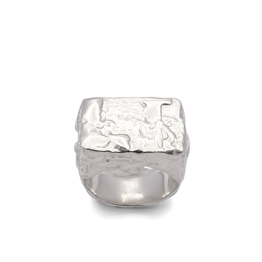 Rosa Signet Ring with bubble texture in playful gold or silver featuring free shipping option