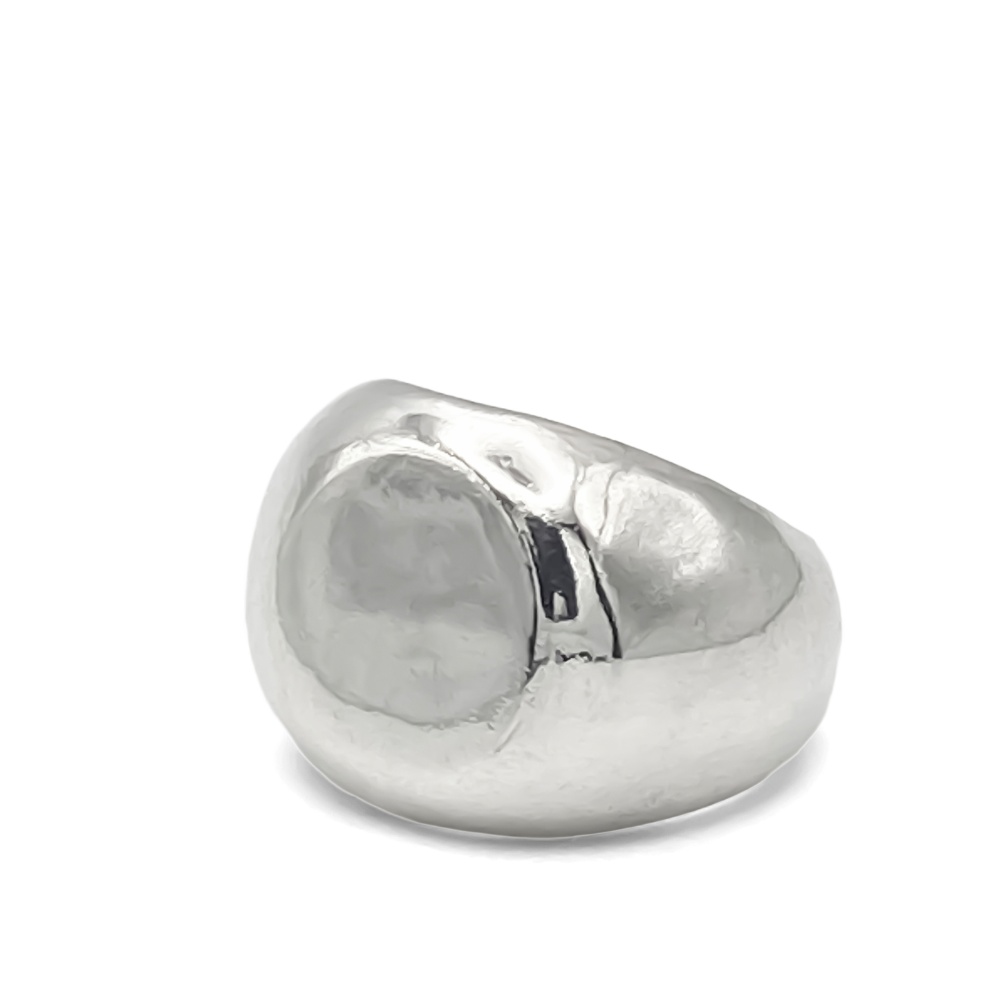 Round Signet Ring gold or silver free shipping sleek classic design in polished silver finish