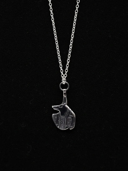 Anubis - the jackal-headed god handmade luxury necklace, premium metal finish, sophisticated style, close-up