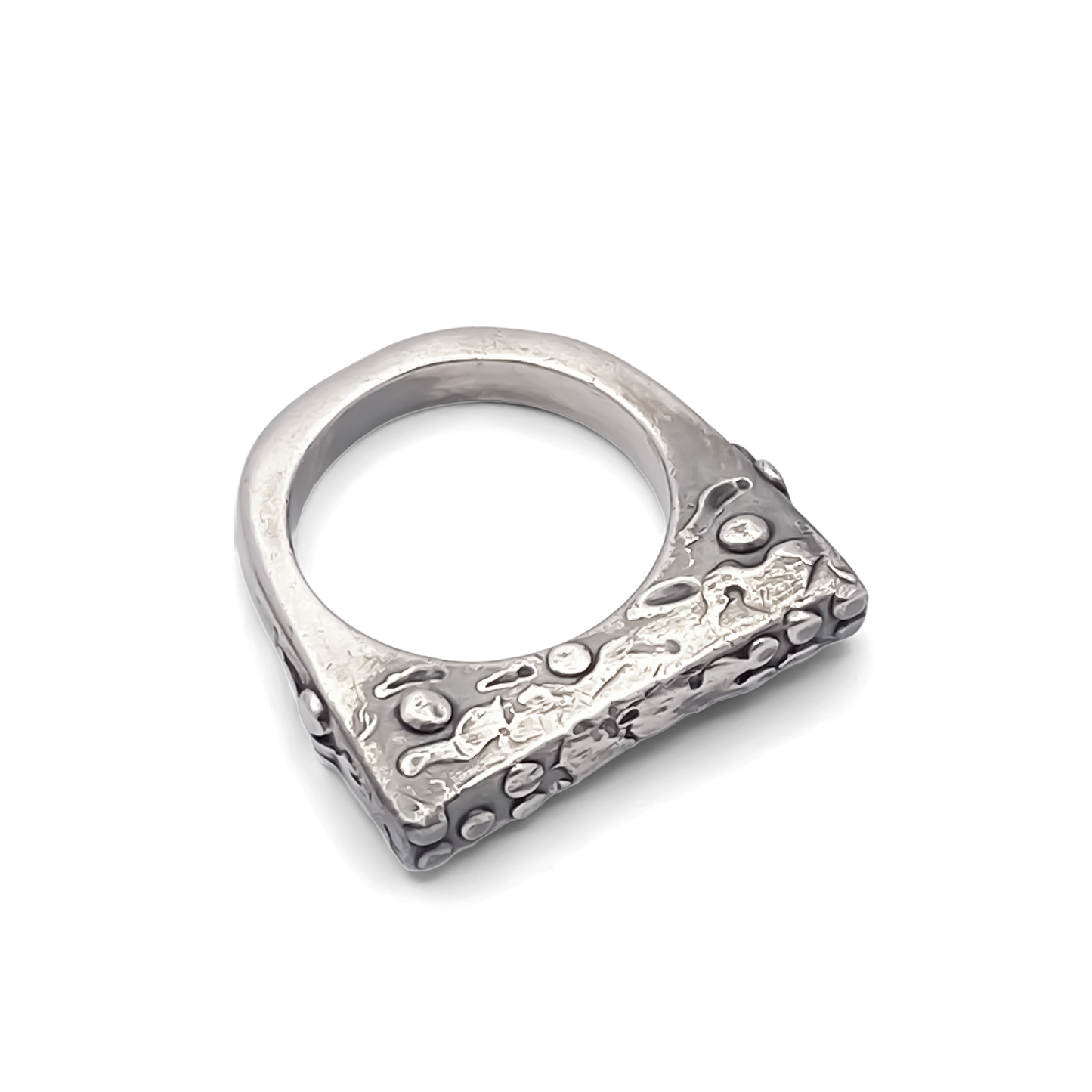 Slender unique Textured Ring oxidised gold or silver free shipping with a modern design and intricate detailing