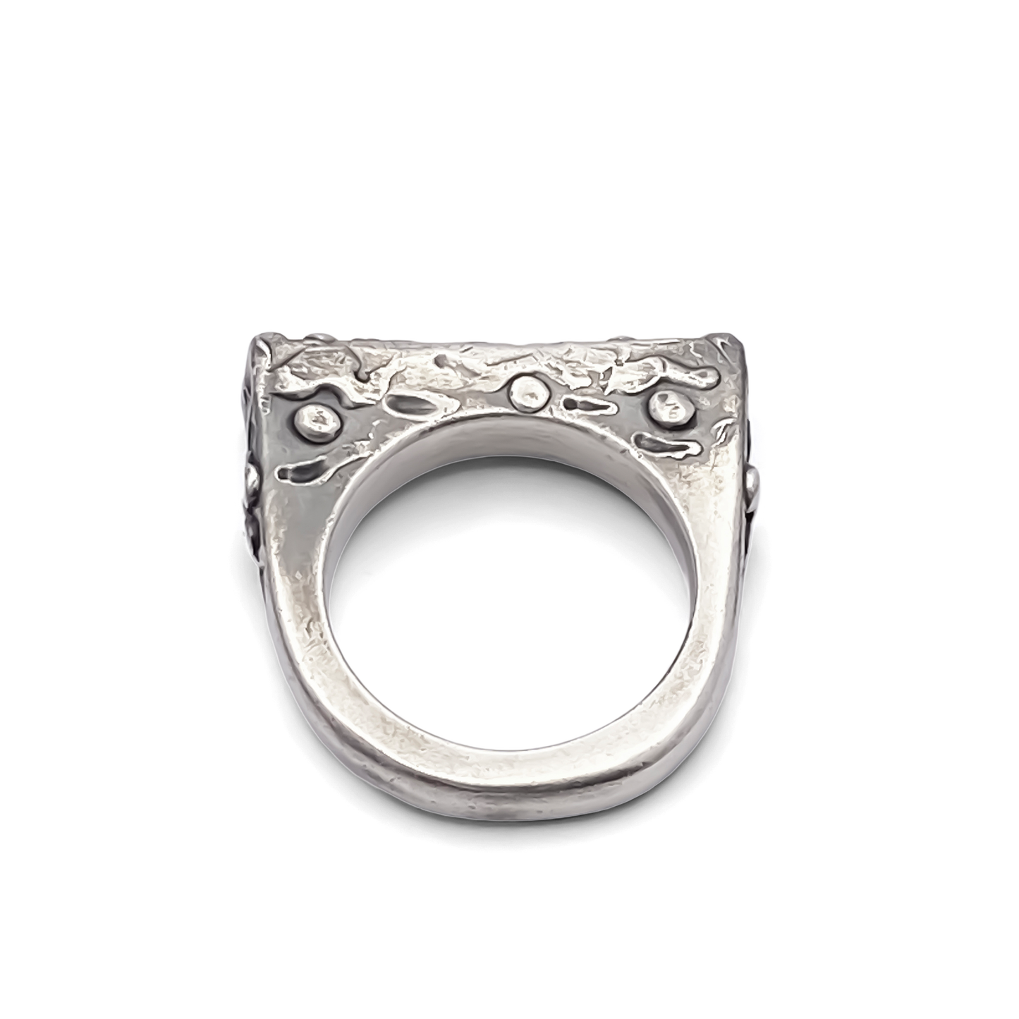 Slender unique Textured Ring oxidised gold or silver free shipping from Moca Jewellery with intricate design
