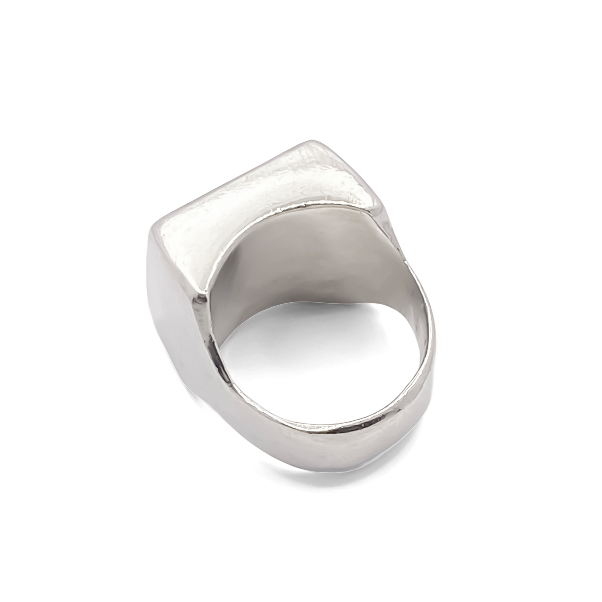 Modern Small Square Signet Ring with smooth silver lines, free shipping