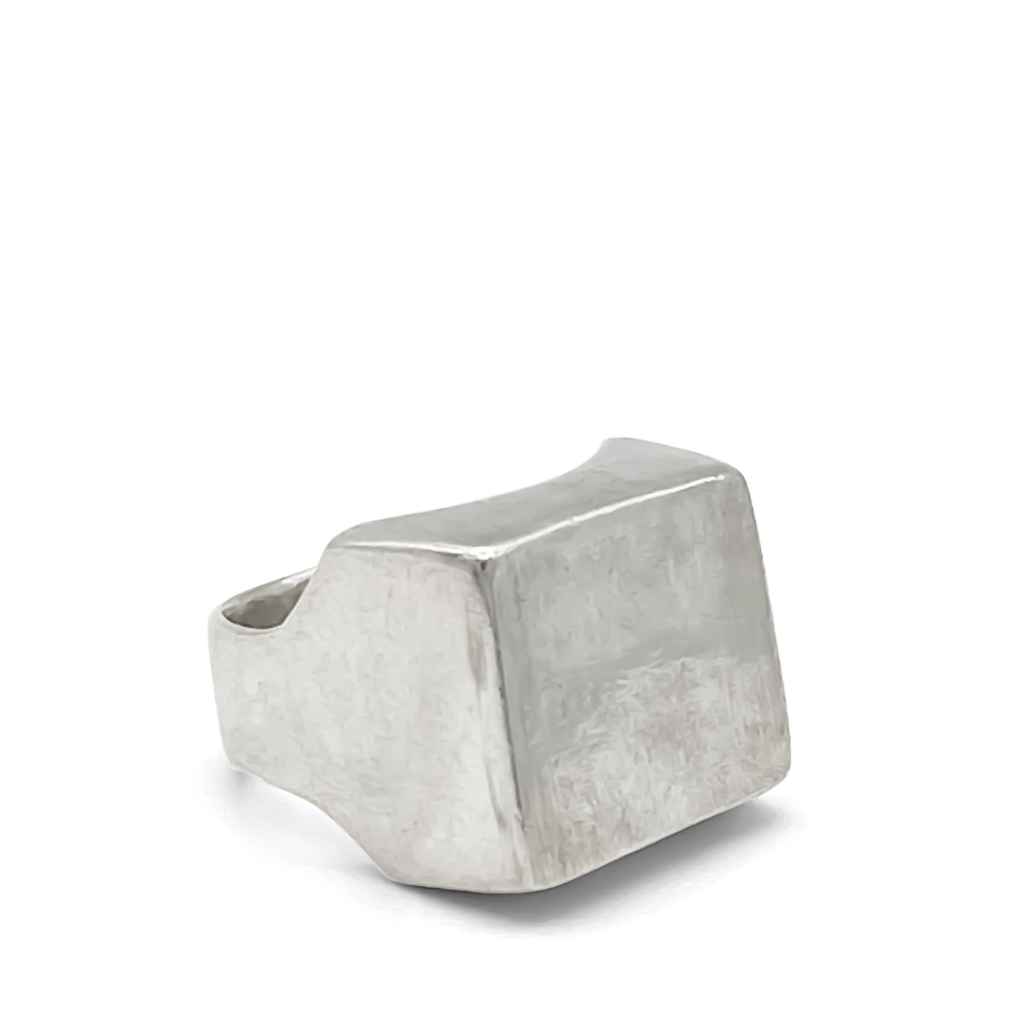 Architectural Small Square Signet Ring, smooth silver finish, free shipping