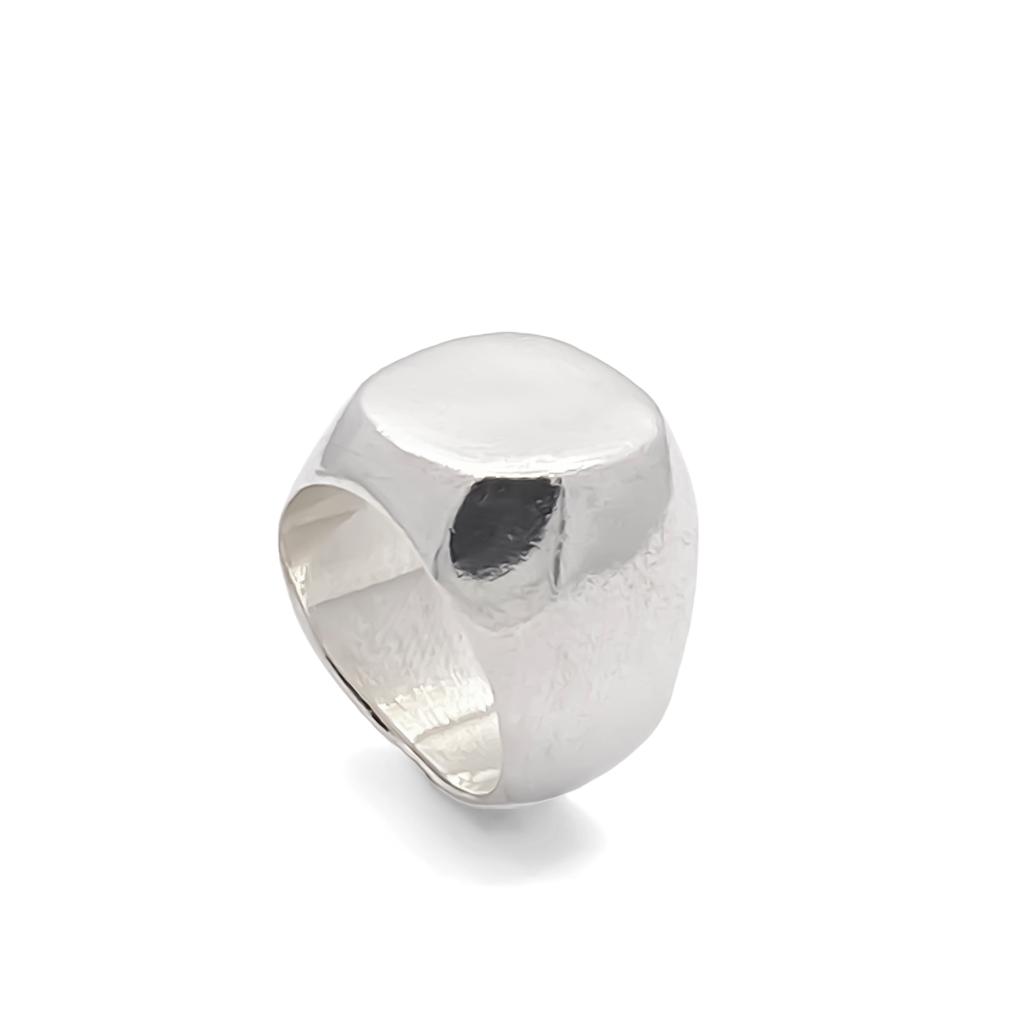 Architectural Square Round Signet Ring in silver, classic design, free shipping