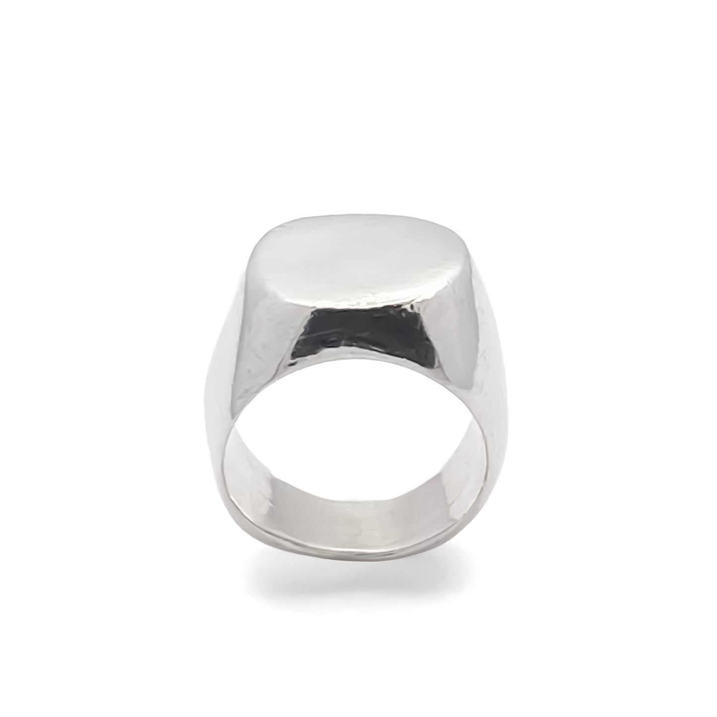 Minimalist silver Square Round Signet Ring with classic shape, free shipping