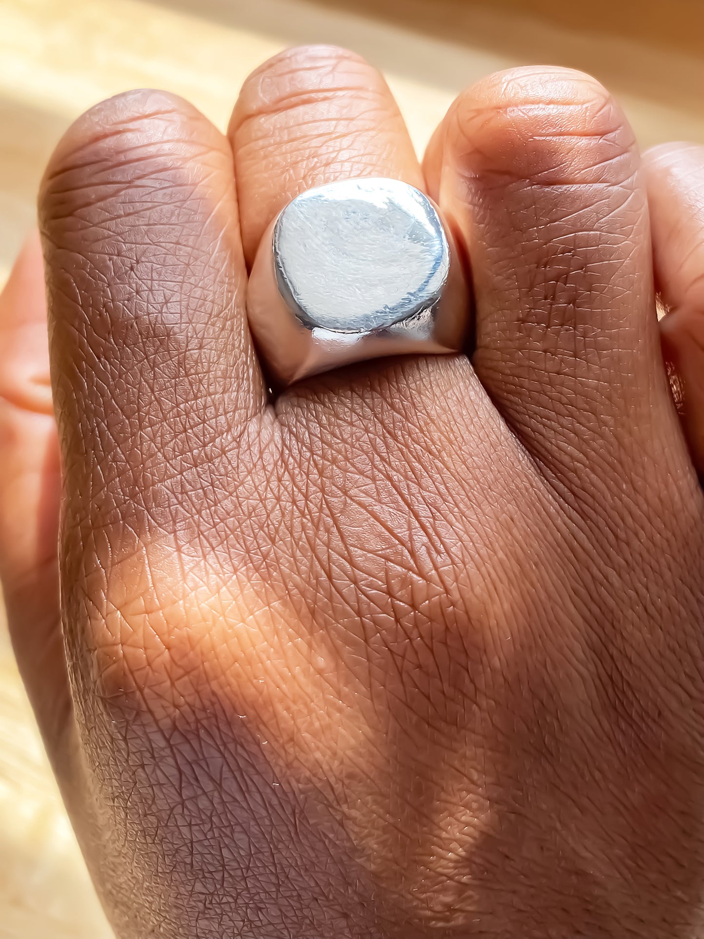 Square Round Signet Ring in gold with a classic shape, free shipping