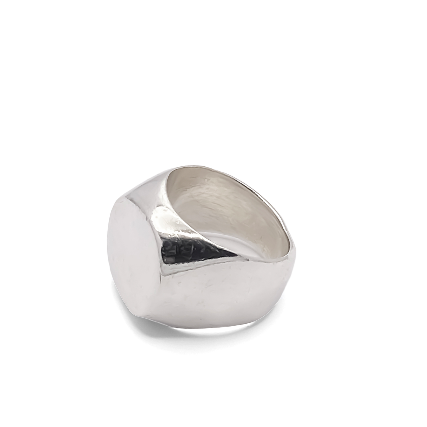 Polished Square Round Signet Ring in gold and silver, classic shape, free shipping