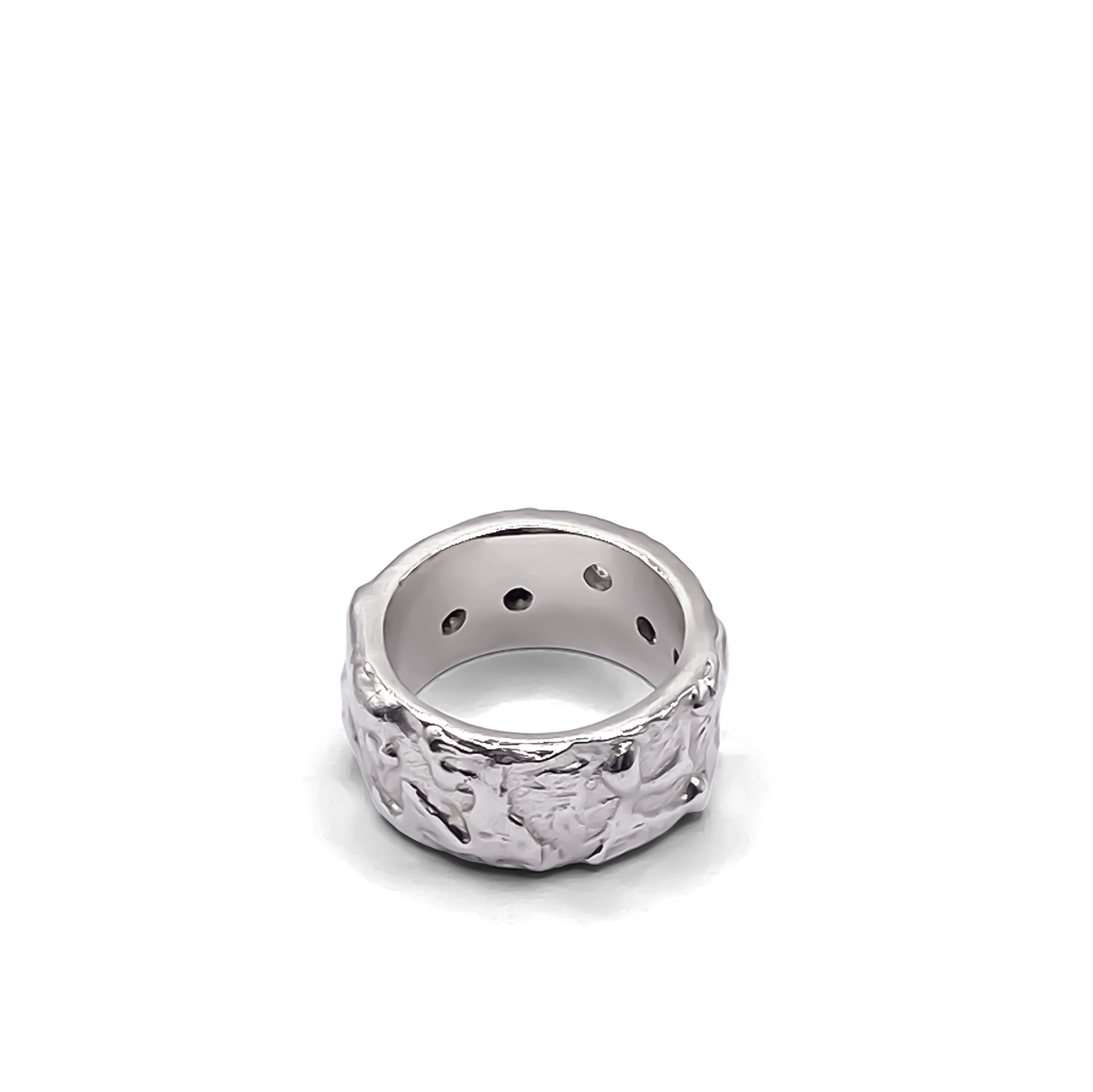 Angular highlight showing polished band and stone - textured band white and black gemstones gold or silver free shipping