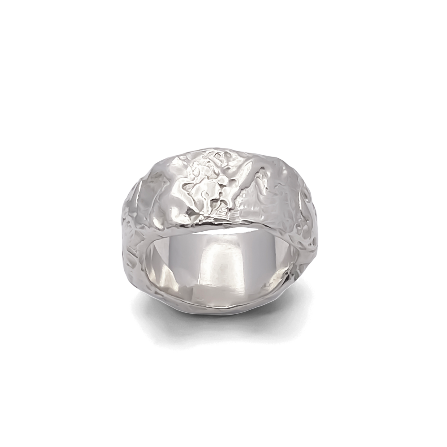 Tessy's Ring textured thick band free ship gold or silver from Moca Jewellery with a unique design