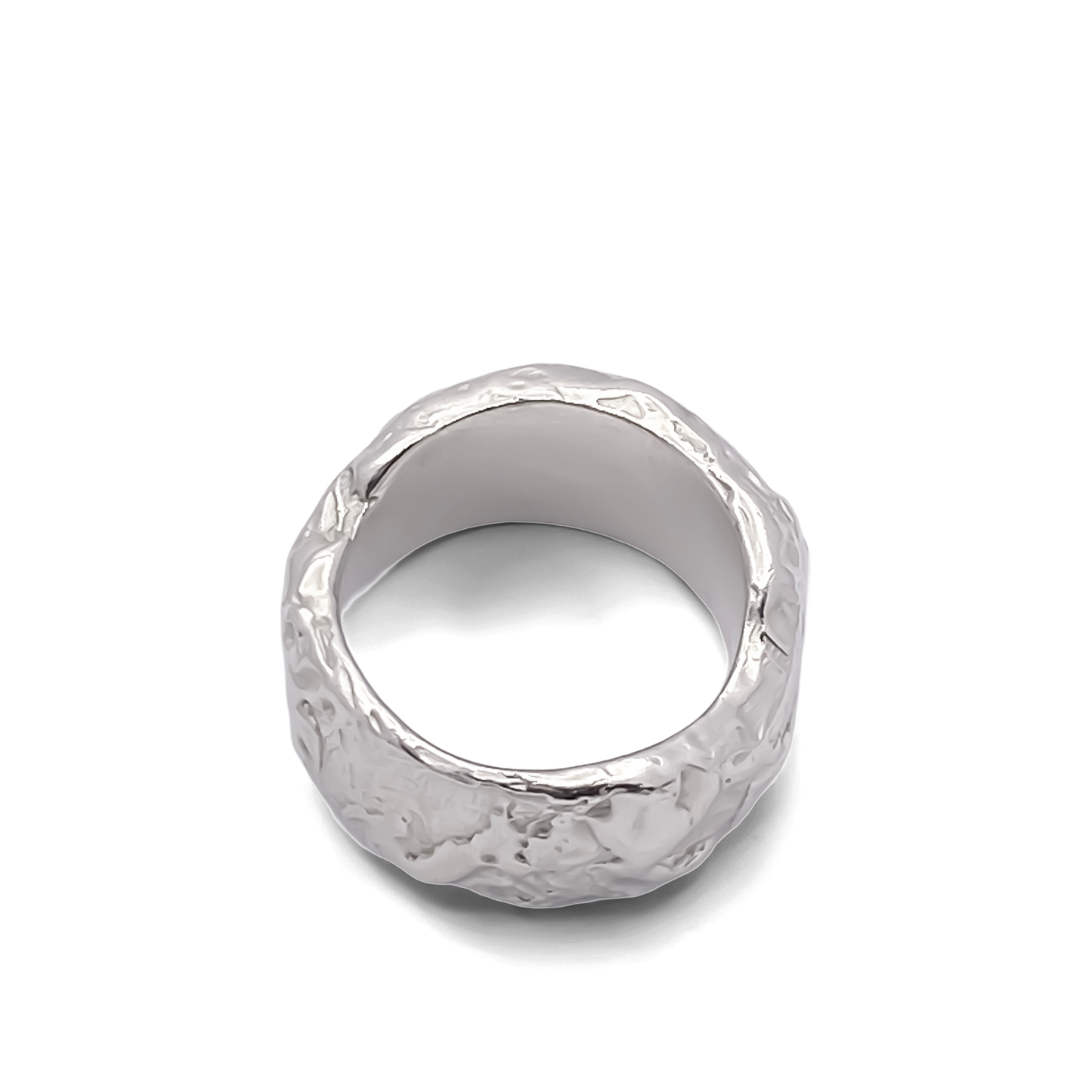 Moca Jewellery Tessy's Ring textured thick band free ship gold or silver in polished silver finish