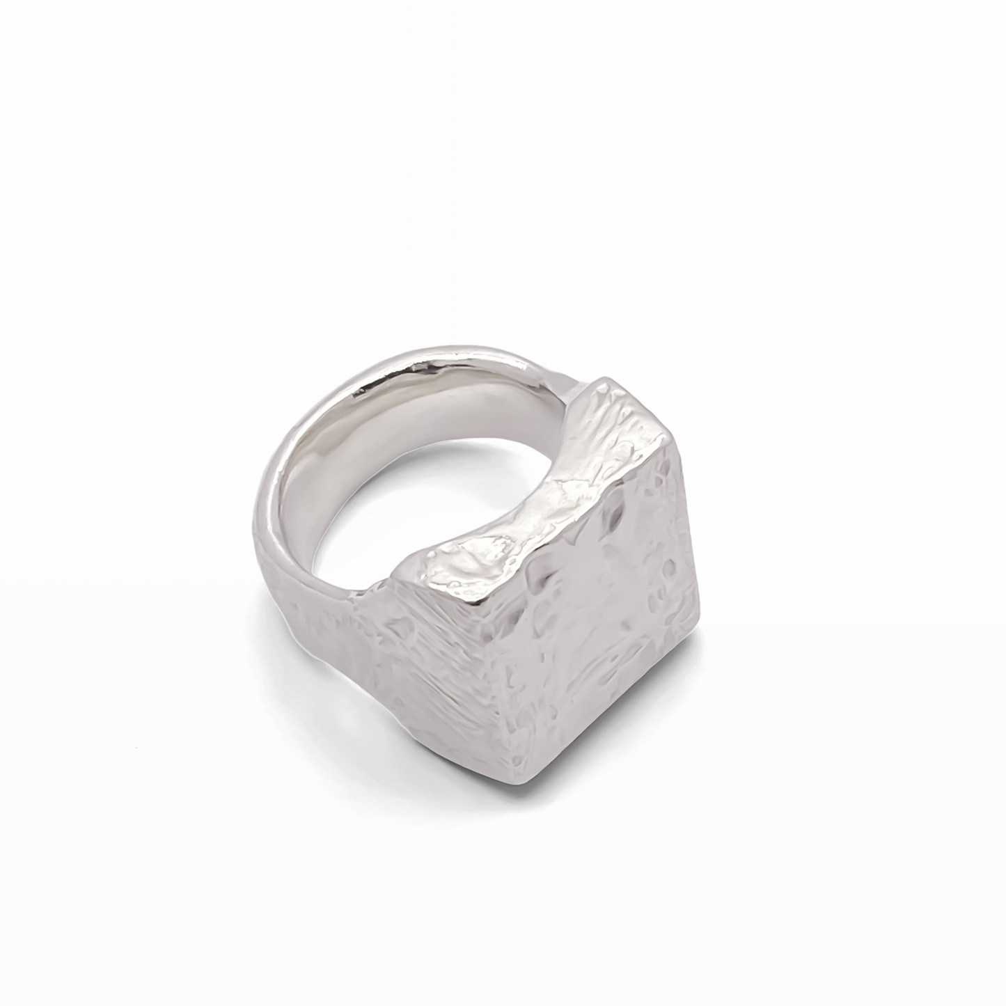 Textured signer ring gold or silver free shipping showcasing a unique design with a square shape