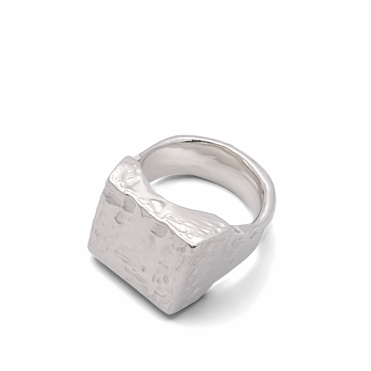 Textured signer ring in silver with a unique design, offering gold or silver free shipping