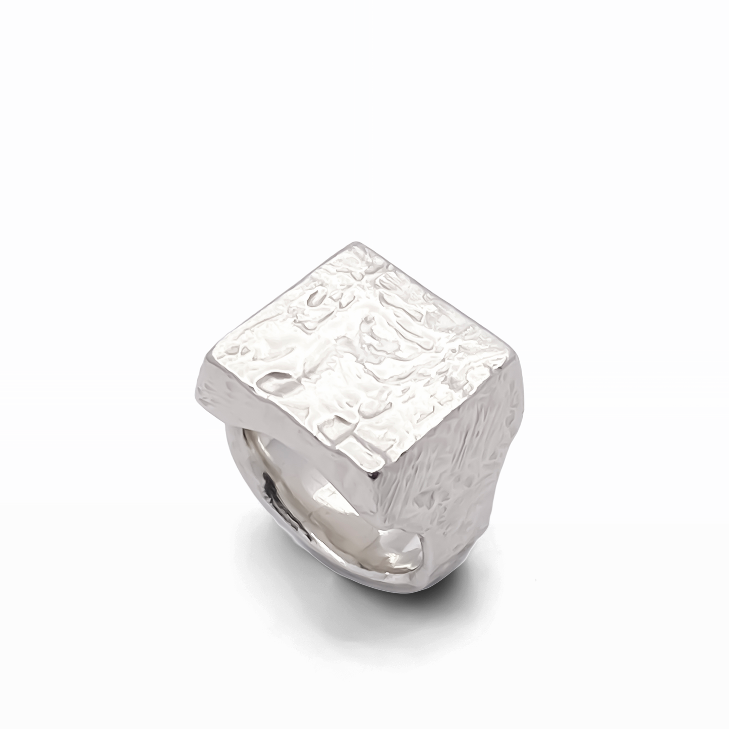 Textured signer ring gold or silver free shipping with a unique square design and polished finish